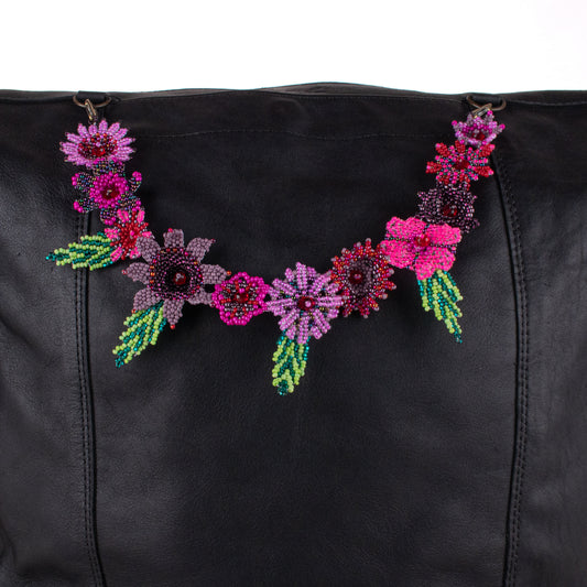 BEADED FLORAL BAG NECKLACE - NO. 19761