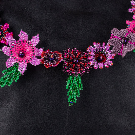 BEADED FLORAL BAG NECKLACE - NO. 19762
