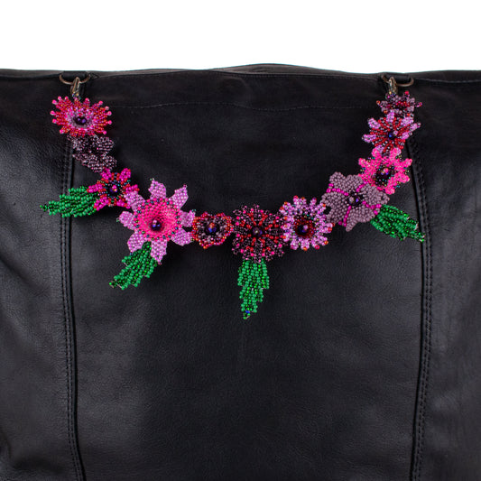 BEADED FLORAL BAG NECKLACE - NO. 19762