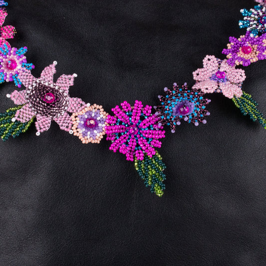 BEADED FLORAL BAG NECKLACE - NO. 19763