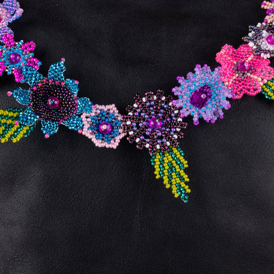 BEADED FLORAL BAG NECKLACE - NO. 19764
