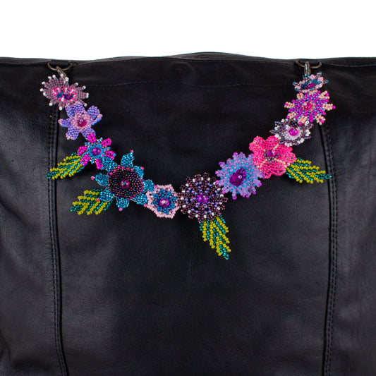 BEADED FLORAL BAG NECKLACE - NO. 19764