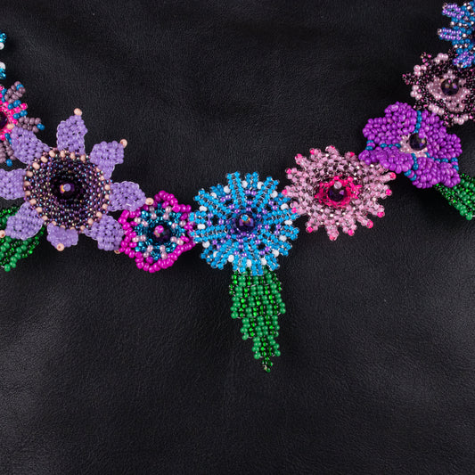 BEADED FLORAL BAG NECKLACE - NO. 19765