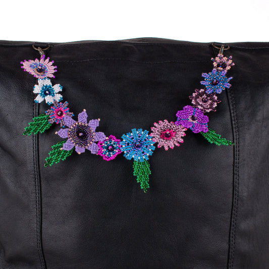 BEADED FLORAL BAG NECKLACE - NO. 19765