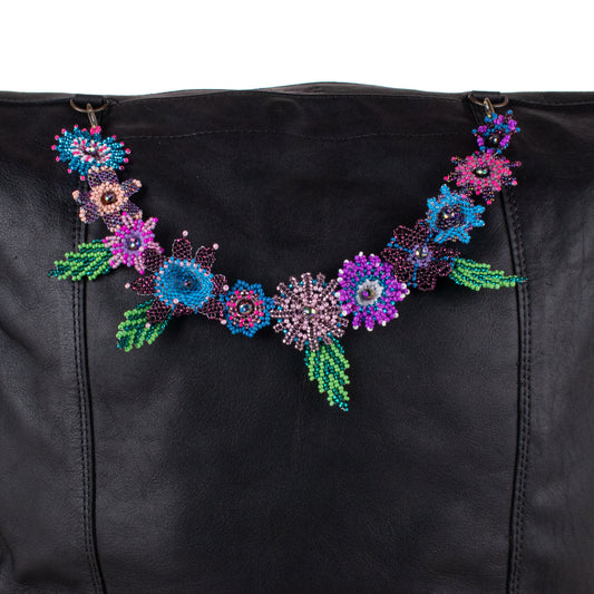 BEADED FLORAL BAG NECKLACE - NO. 19766