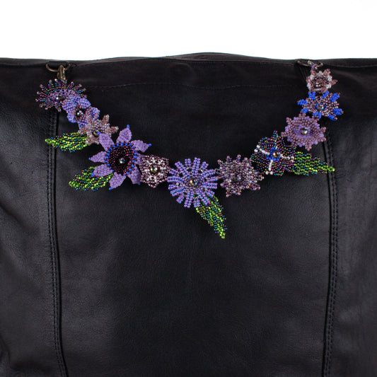 BEADED FLORAL BAG NECKLACE - NO. 19767