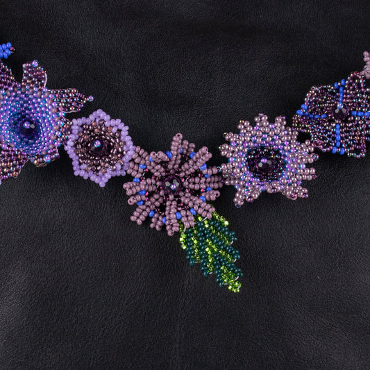 BEADED FLORAL BAG NECKLACE - NO. 19768