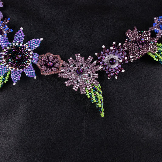 BEADED FLORAL BAG NECKLACE - NO. 19769