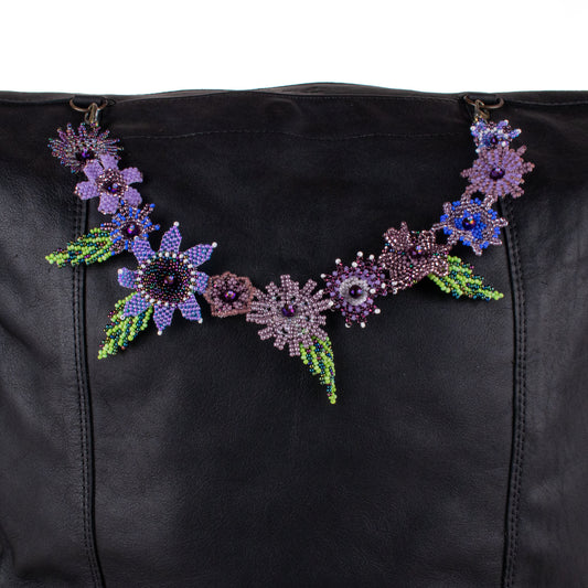 BEADED FLORAL BAG NECKLACE - NO. 19769