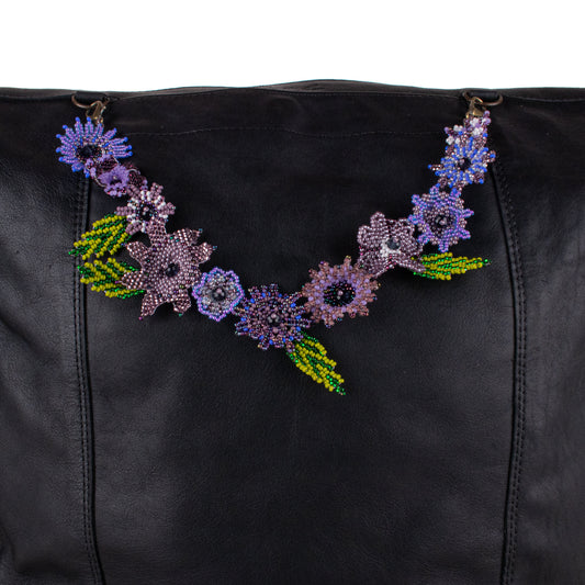 BEADED FLORAL BAG NECKLACE - NO. 19770