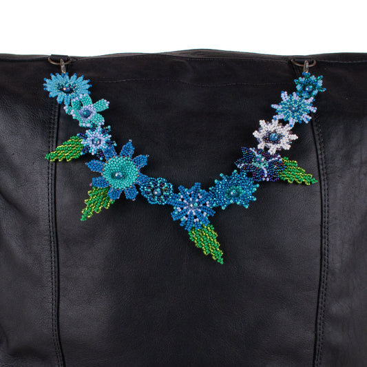 BEADED FLORAL BAG NECKLACE - NO. 19773