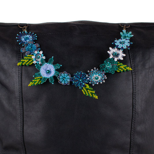BEADED FLORAL BAG NECKLACE - NO. 19775