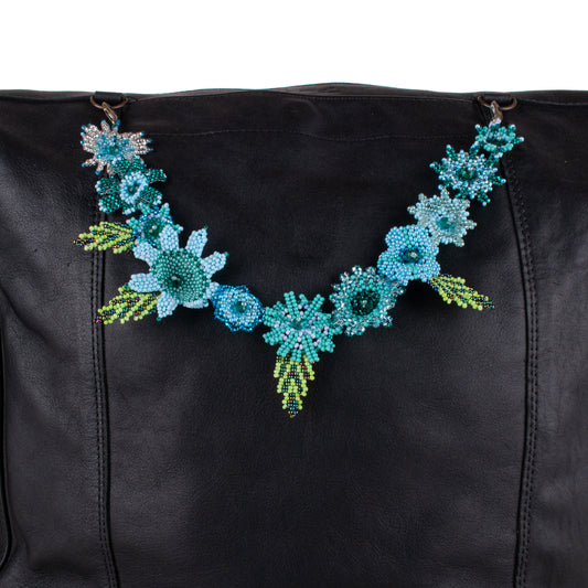 BEADED FLORAL BAG NECKLACE - NO. 19779