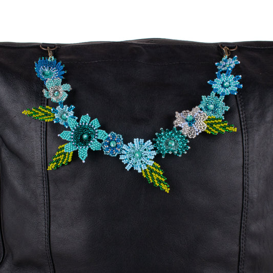 BEADED FLORAL BAG NECKLACE - NO. 19780