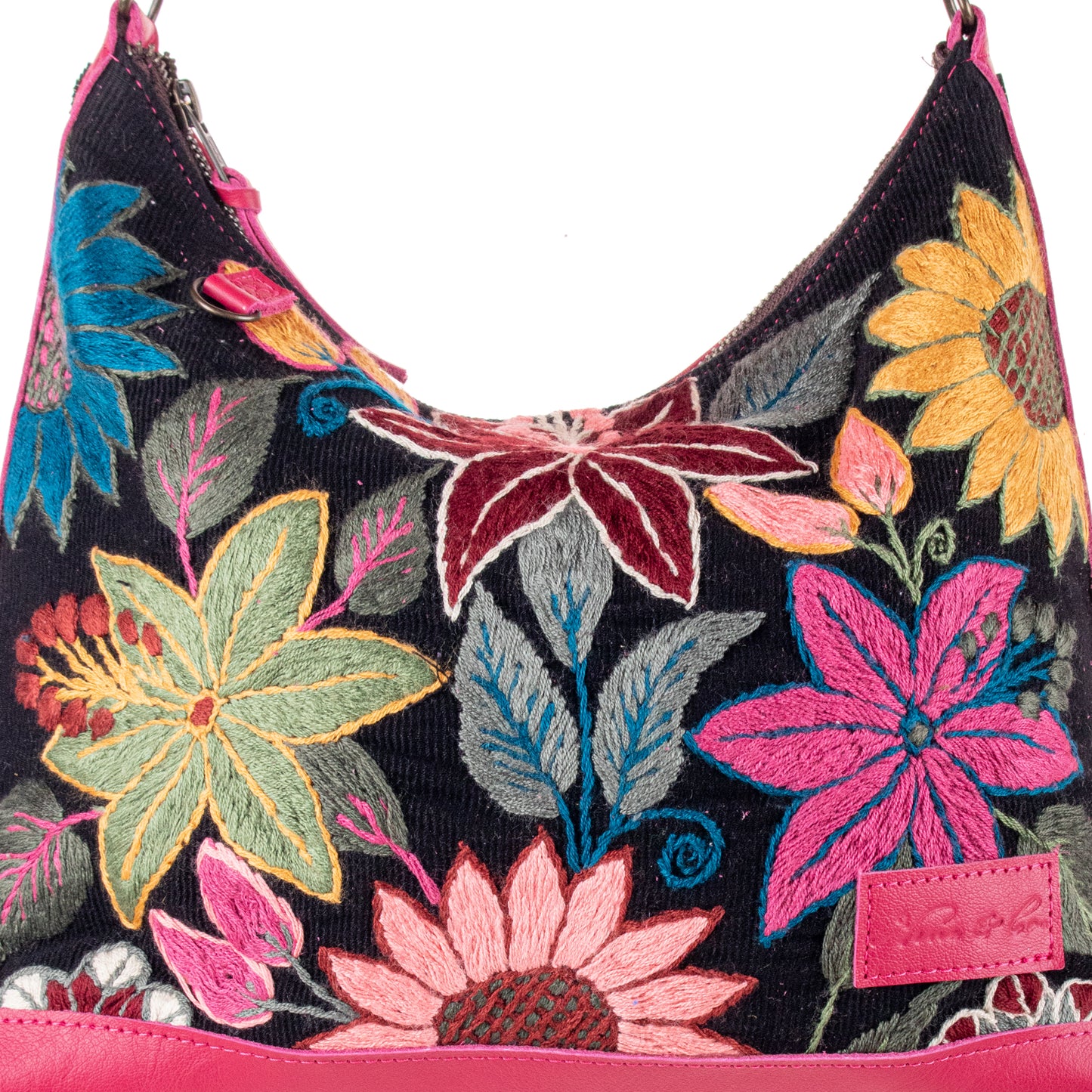 SMALL PENELOPE BAG - H&S EMBROIDERED FLORAL - RASPBERRY - NO. 19867