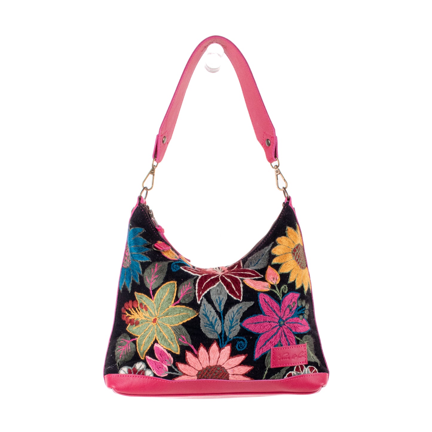 SMALL PENELOPE BAG - H&S EMBROIDERED FLORAL - RASPBERRY - NO. 19867