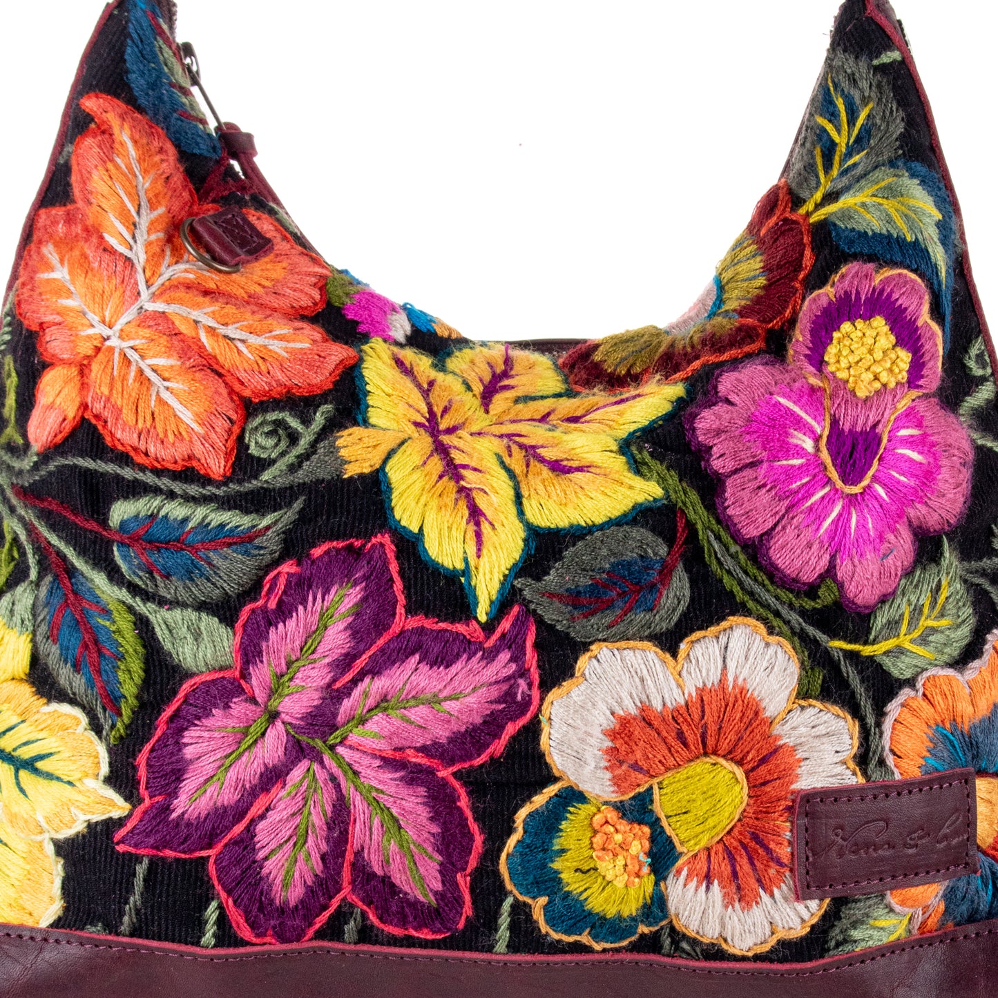 SMALL PENELOPE BAG - H&S EMBROIDERED FLORAL - VINO TINTO - NO. 19868