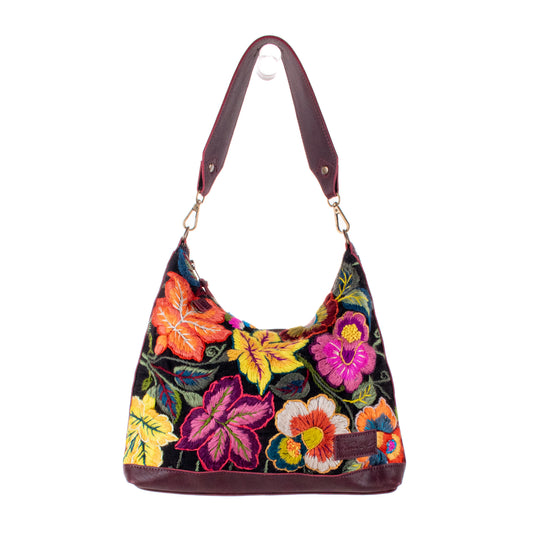 SMALL PENELOPE BAG - H&S EMBROIDERED FLORAL - VINO TINTO - NO. 19868