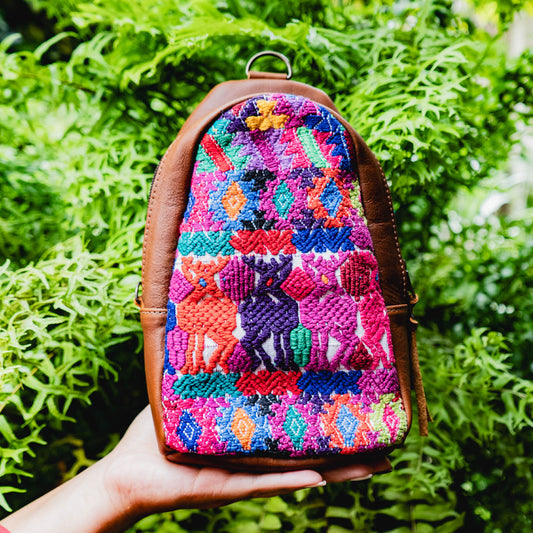 **CLOSEOUT** SMALL 2.0 CROSSBODY SLING - OOAK HUIPIL - CAFE - NO. 13178