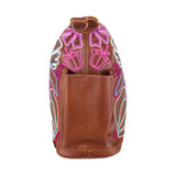 BEATRIZ CONVERTIBLE DAY BAG - EMBROIDERED LEATHER - CAFE - NO. 200314