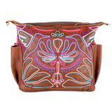 BEATRIZ CONVERTIBLE DAY BAG - EMBROIDERED LEATHER - CAFE - NO. 200314