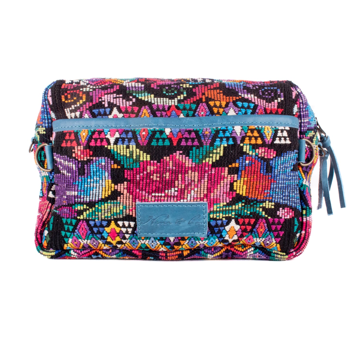 WANDER CROSSBODY BAG - LARGE - OOAK HUIPIL - CERULEAN - NO. 200482