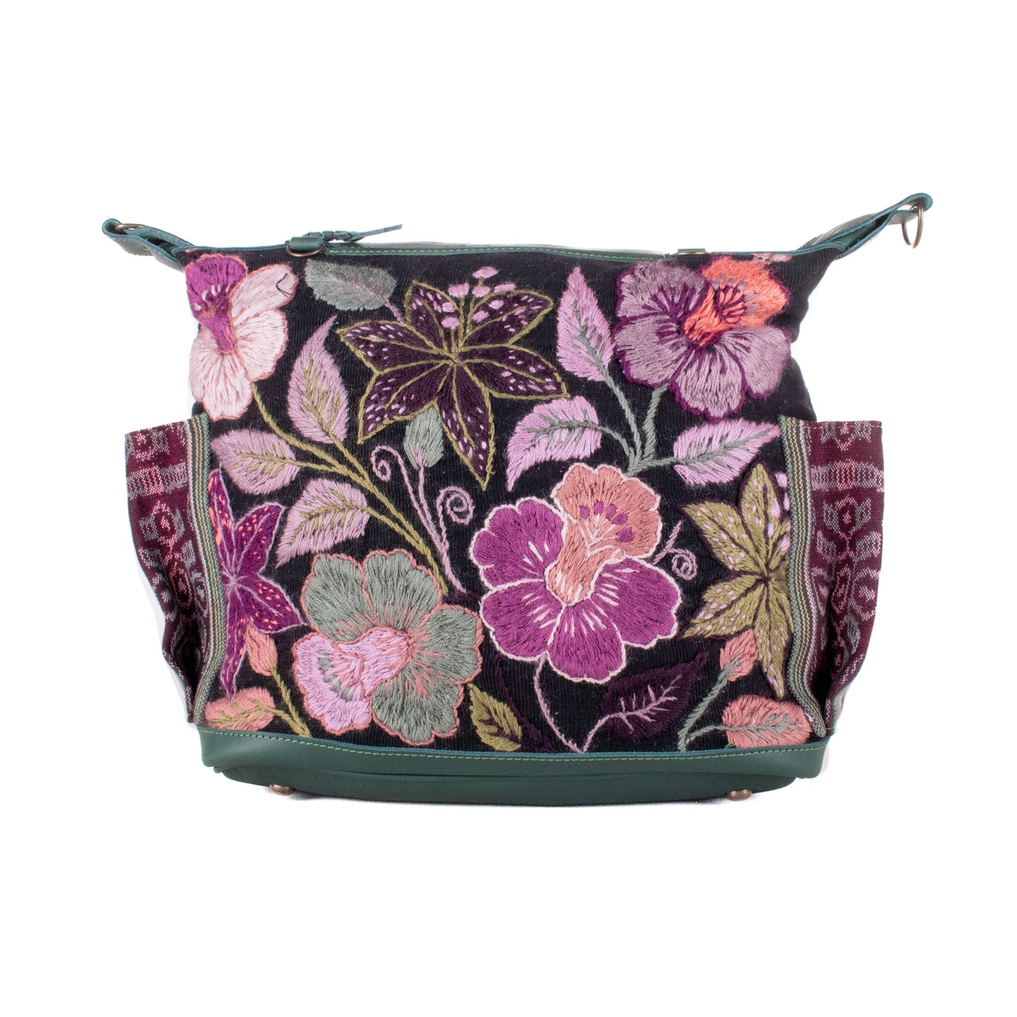 BEATRIZ MCDB + DIAMANTE STRAP - H&S EMBROIDERED FLORAL - EVERGREEN - NO. 200554