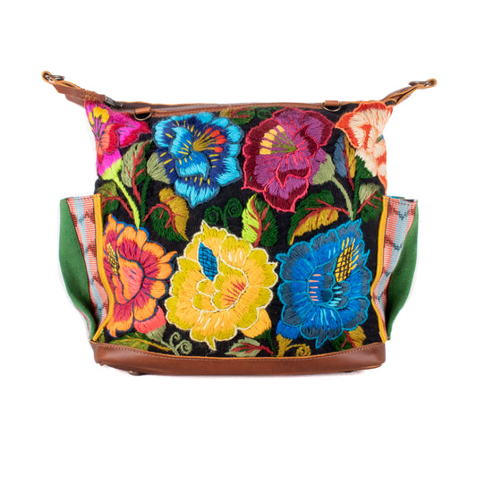 BEATRIZ MCDB + DIAMANTE STRAP - H&S EMBROIDERED FLORAL - CAFE - NO. 200555