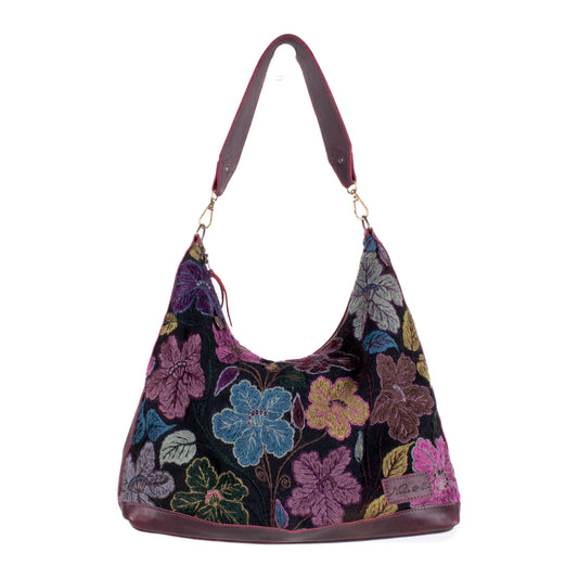 PENELOPE BAG - H&S EMBROIDERED FLORAL - VINO TINTO - NO. 200567