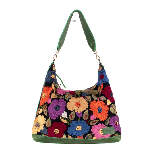 PENELOPE BAG - H&S EMBROIDERED FLORAL - EMERALD - NO. 200568