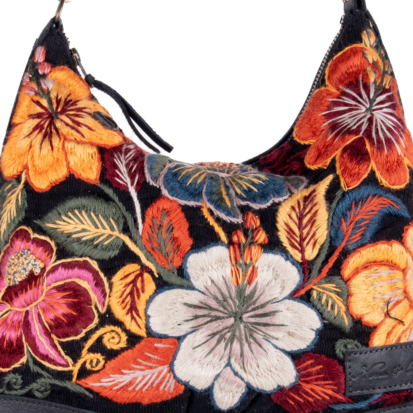 SMALL PENELOPE BAG - H&S EMBROIDERED FLORAL - BLACK - NO. 200694