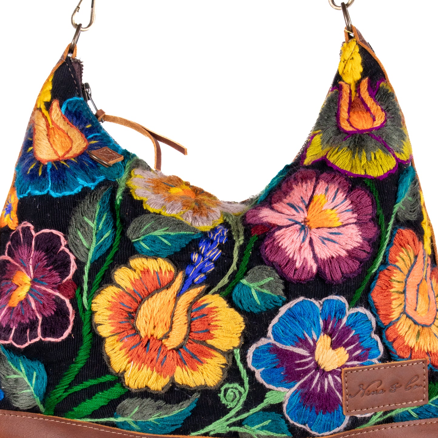 SMALL PENELOPE BAG - H&S EMBROIDERED FLORAL - CAFE - NO. 200696