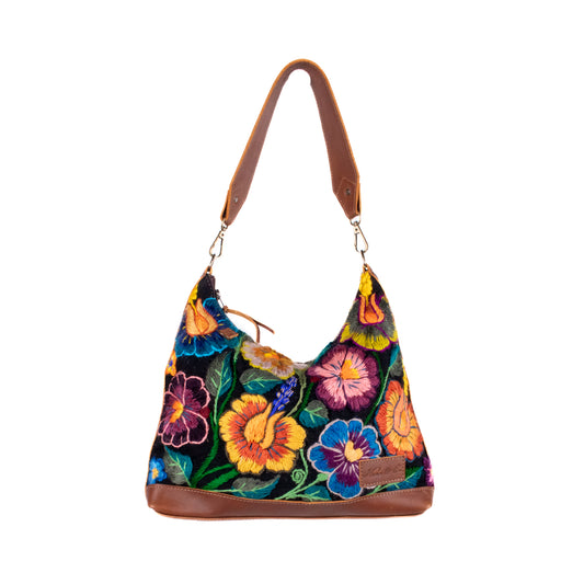 SMALL PENELOPE BAG - H&S EMBROIDERED FLORAL - CAFE - NO. 200696