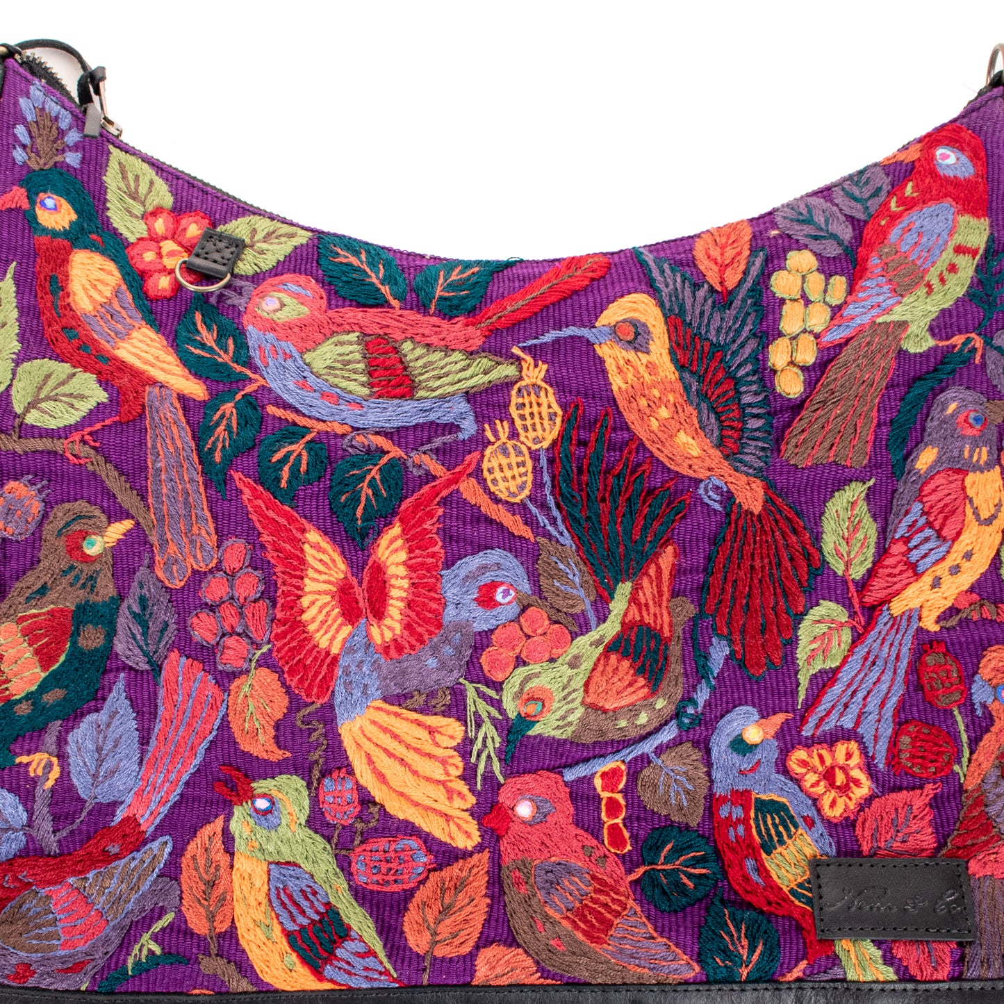 **SHIP WINDOW** PENELOPE BAG - H&S EMBROIDERED BIRDS - BLACK - NO. 201082