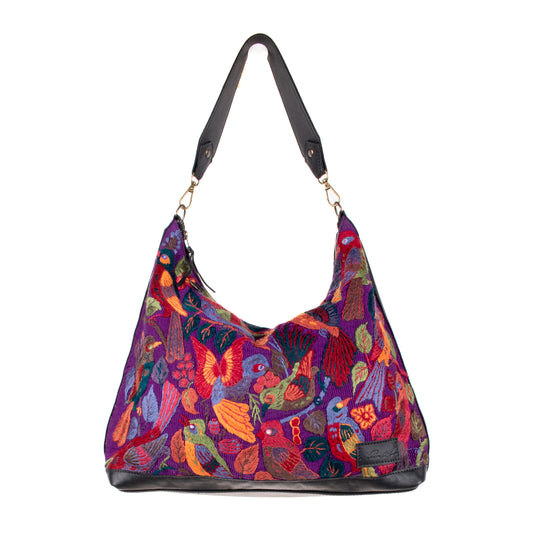 **SHIP WINDOW** PENELOPE BAG - H&S EMBROIDERED BIRDS - BLACK - NO. 201082