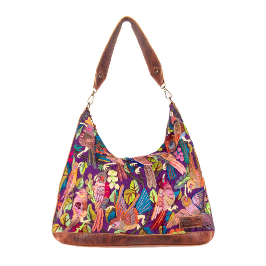 **SHIP WINDOW** PENELOPE BAG - H&S EMBROIDERED BIRDS - HONEY - NO. 201083