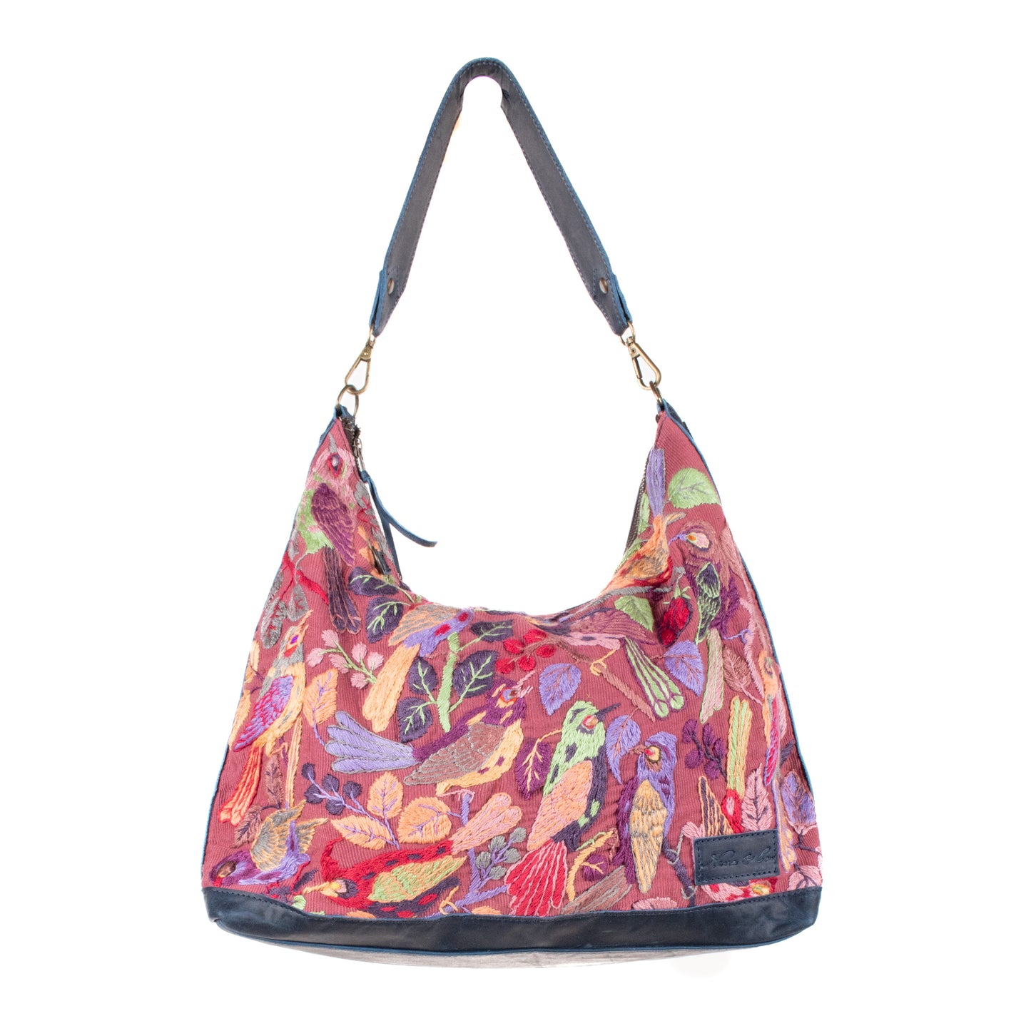 **SHIP WINDOW** PENELOPE BAG - H&S EMBROIDERED BIRDS - NAVY - NO. 201084