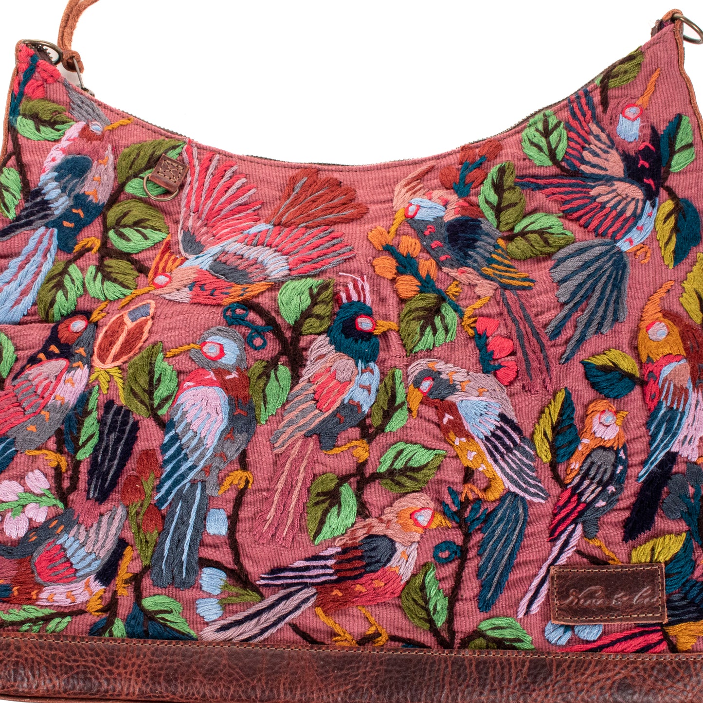 **SHIP WINDOW** PENELOPE BAG - H&S EMBROIDERED BIRDS - COPPER - NO. 201087