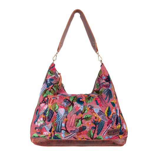 **SHIP WINDOW** PENELOPE BAG - H&S EMBROIDERED BIRDS - COPPER - NO. 201087