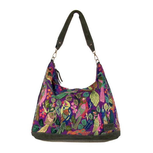 **SHIP WINDOW** PENELOPE BAG - H&S EMBROIDERED BIRDS - VERDE MUZGO - NO. 201088
