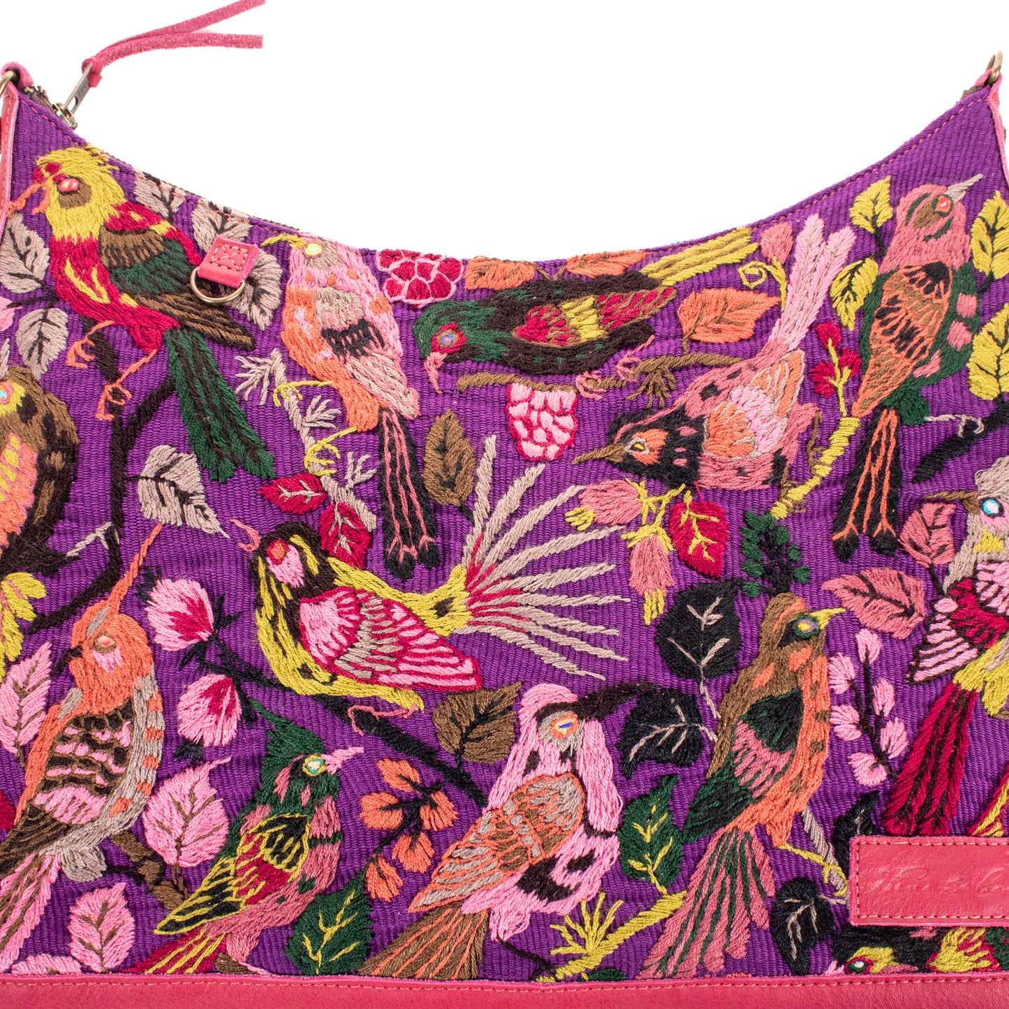 **SHIP WINDOW** PENELOPE BAG - H&S EMBROIDERED BIRDS - MAGENTA - NO. 201090