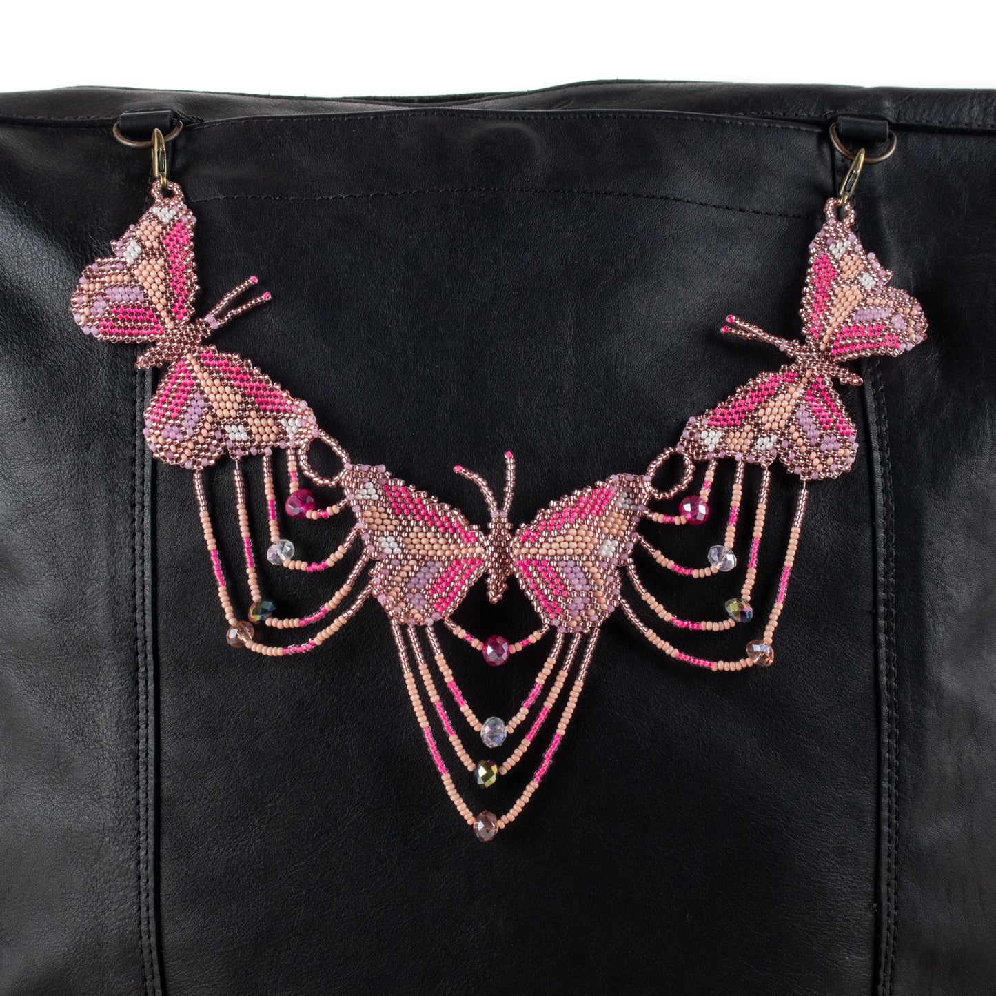 **SHIP WINDOW** BEADED BUTTERFLY BAG NECKLACE - NO. 201751