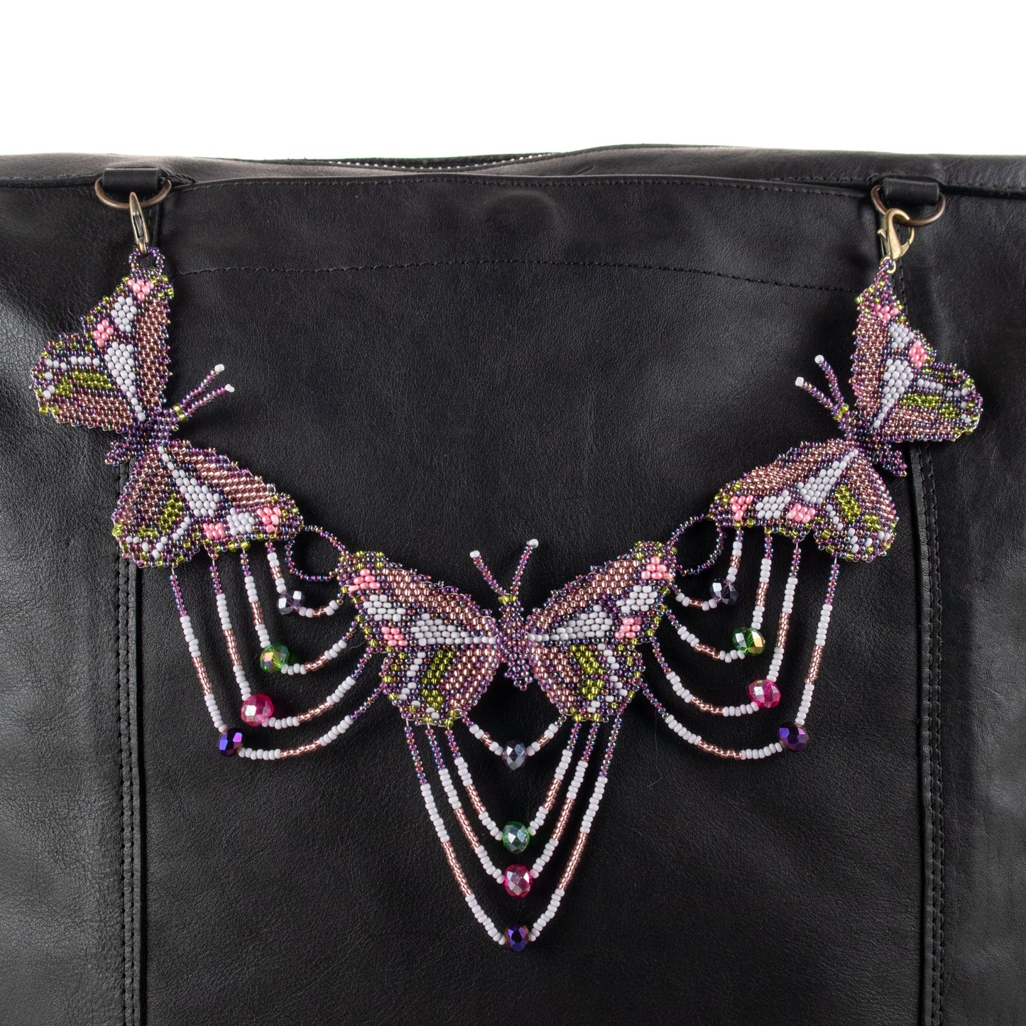 **SHIP WINDOW** BEADED BUTTERFLY BAG NECKLACE - NO. 201755