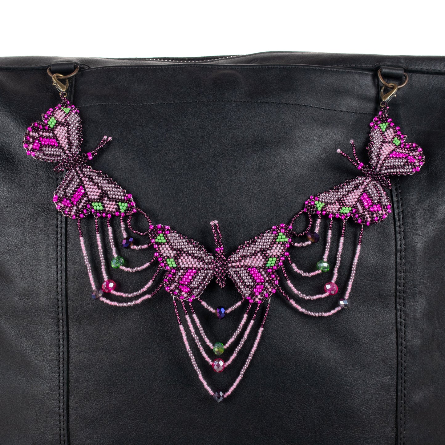 **SHIP WINDOW** BEADED BUTTERFLY BAG NECKLACE - NO. 201756