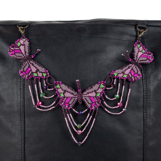 **SHIP WINDOW** BEADED BUTTERFLY BAG NECKLACE - NO. 201756