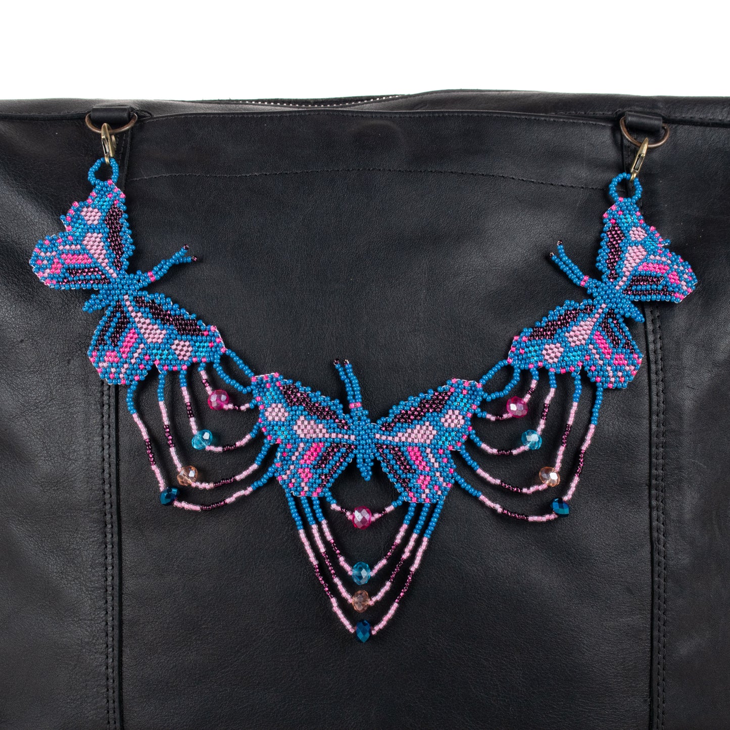 **SHIP WINDOW** BEADED BUTTERFLY BAG NECKLACE - NO. 201759