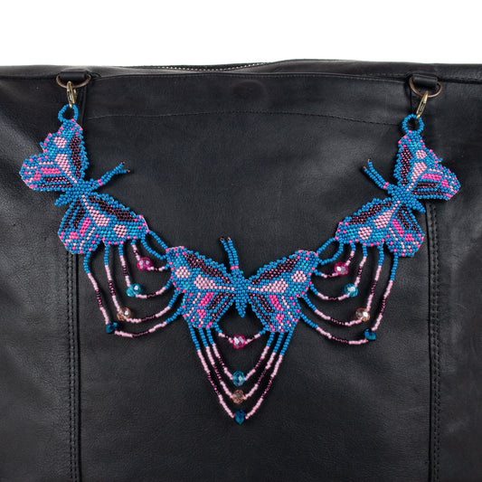 **SHIP WINDOW** BEADED BUTTERFLY BAG NECKLACE - NO. 201759
