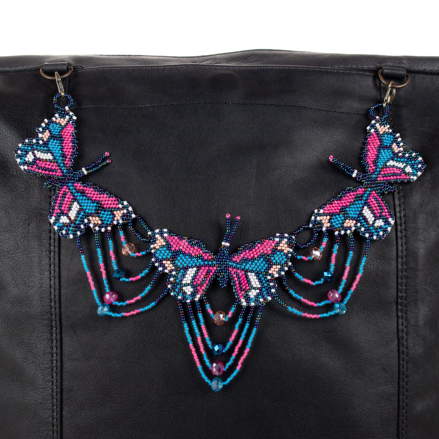 **SHIP WINDOW** BEADED BUTTERFLY BAG NECKLACE - NO. 201760