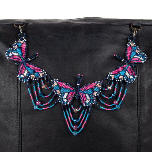 **SHIP WINDOW** BEADED BUTTERFLY BAG NECKLACE - NO. 201760