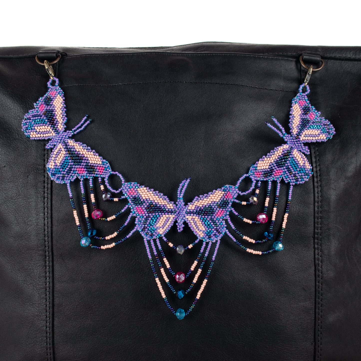 **SHIP WINDOW** BEADED BUTTERFLY BAG NECKLACE - NO. 201761